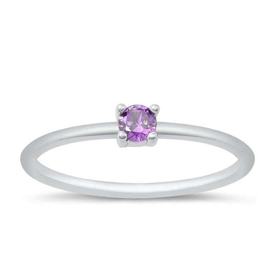 Sterling Silver Amethyst CZ Ring