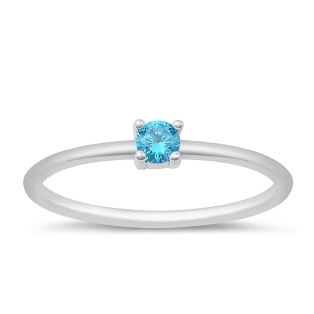 Sterling Silver Blue Topaz CZ Ring