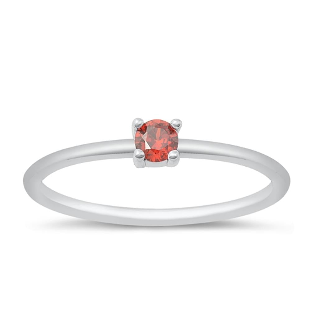 Sterling Silver Garnet CZ Ring