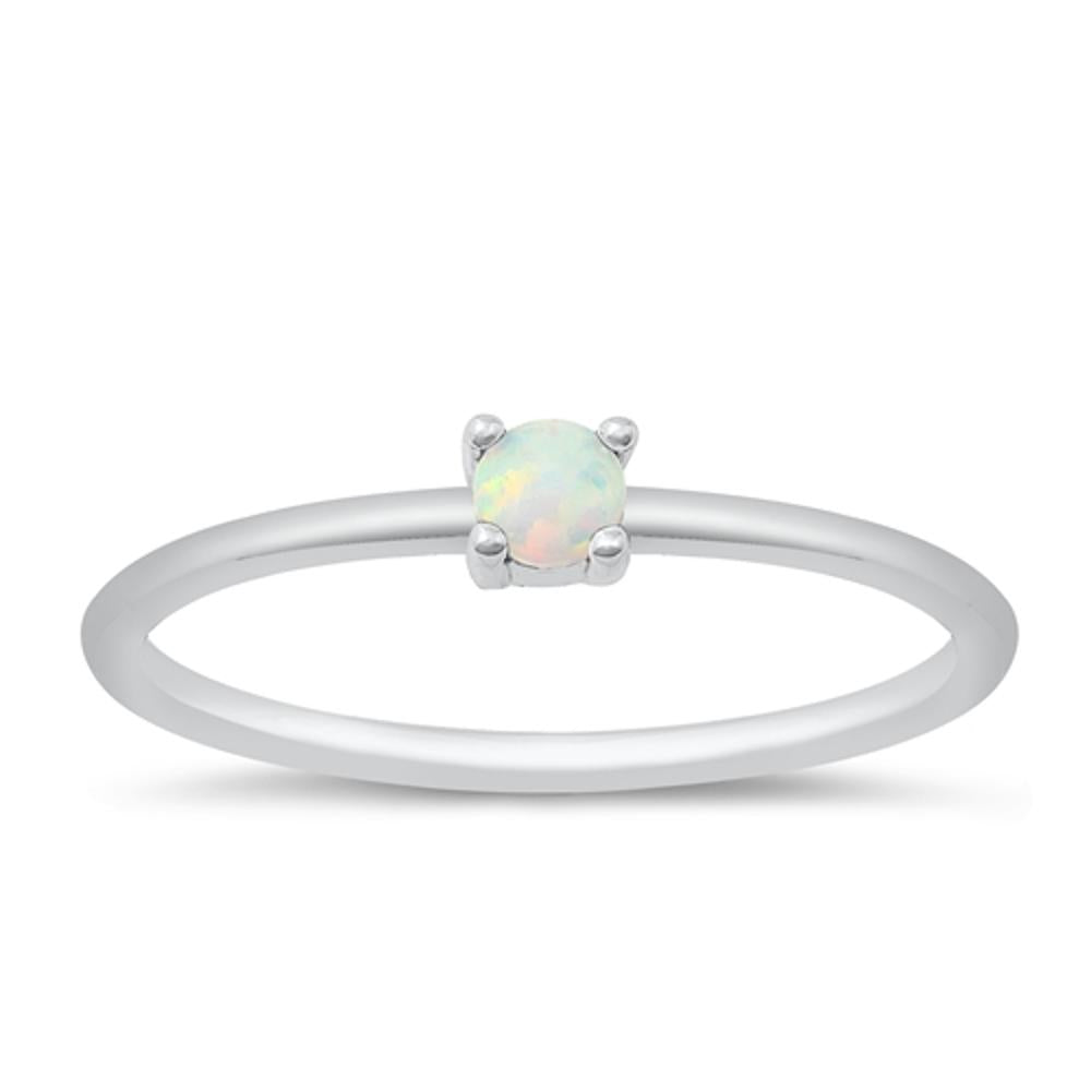 Sterling Silver White Lab Opal Ring