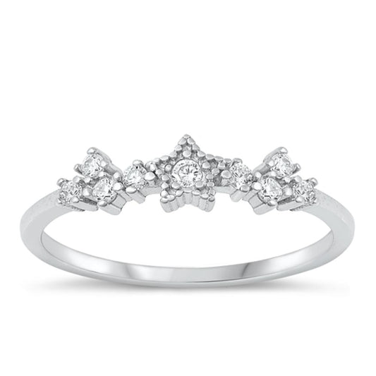 Sterling Silver Clear CZ Star Ring