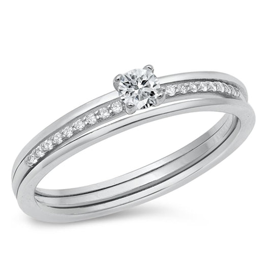 Round White CZ Beautiful Engagement Ring .925 Sterling Silver Band Sizes 4-10