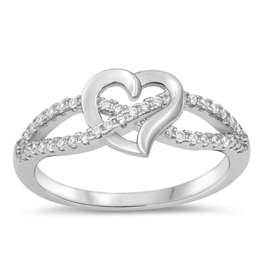 Infinity Heart White CZ Classic Ring New .925 Sterling Silver Band Sizes 5-10