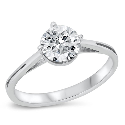 Sterling Silver White CZ Engagement Ring