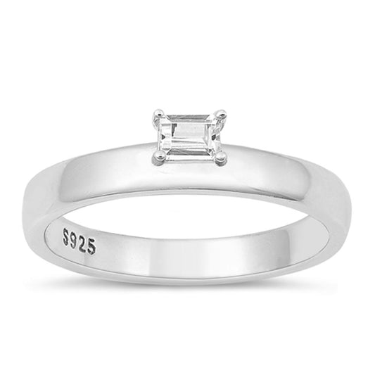 Sterling Silver White CZ Solitaire Ring