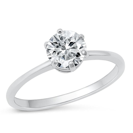 Sterling Silver White CZ Engagement Ring