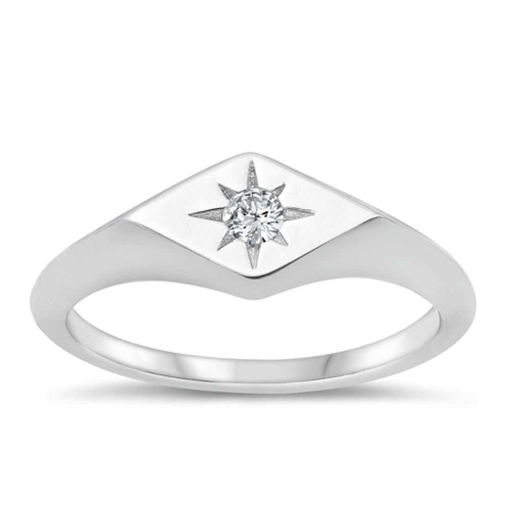 Sterling Silver Clear CZ Twinkle Star Ring