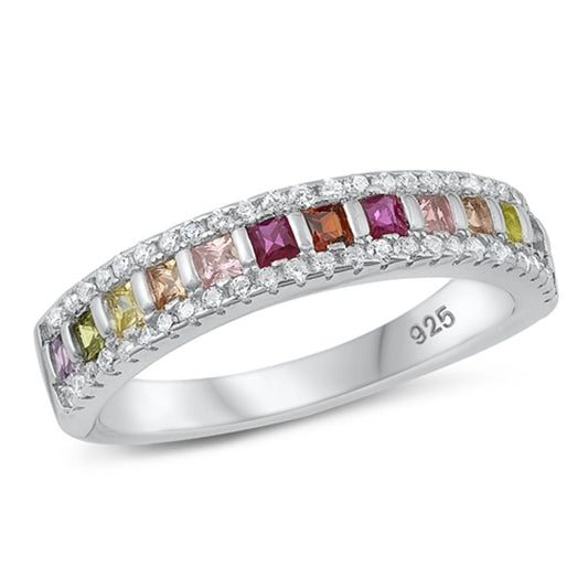 Sterling Silver Multicolor CZ Ring