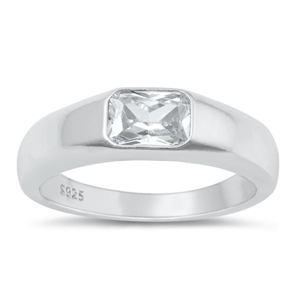 Sterling Silver White CZ Solitaire Ring