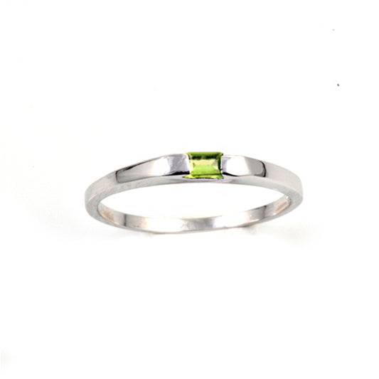 Peridot CZ Beautiful High Polish Modern Ring New .925 Sterling Silver Band Sizes 1-5