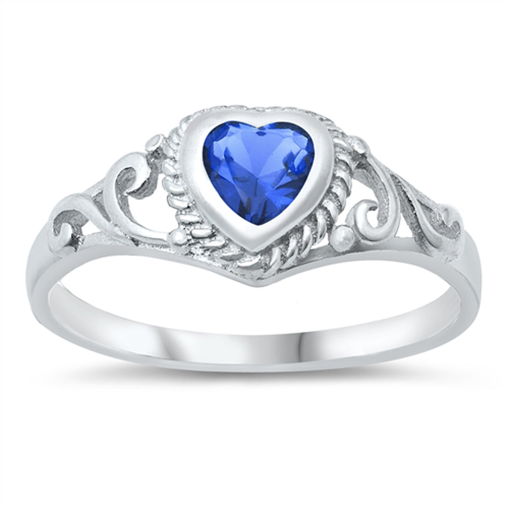 Filigree Swirl Heart Ring New .925 Sterling Silver Band Sizes 1-12