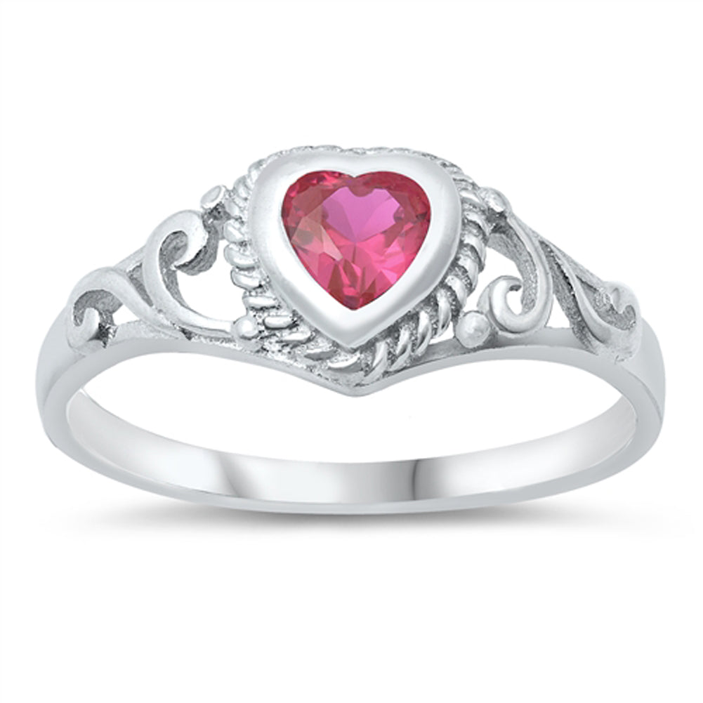 Filigree Swirl Heart Baby Ring New .925 Sterling Silver Sizes 1-12