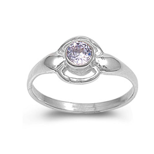 Lavender CZ Cute Round Halo Baby Ring New .925 Sterling Silver Band Sizes 1-5