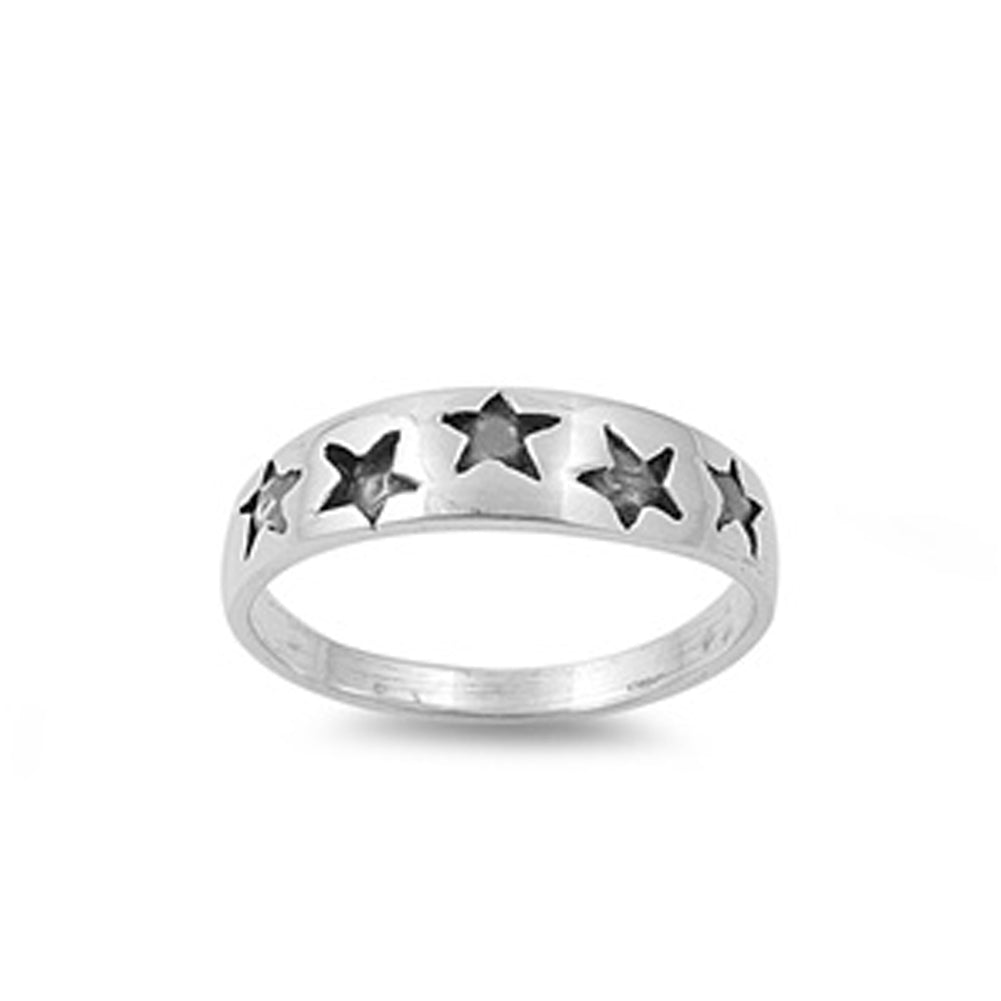 Sterling Silver Baby Ring w/ Stars Children Kid Band 925 New Sizes 1-10