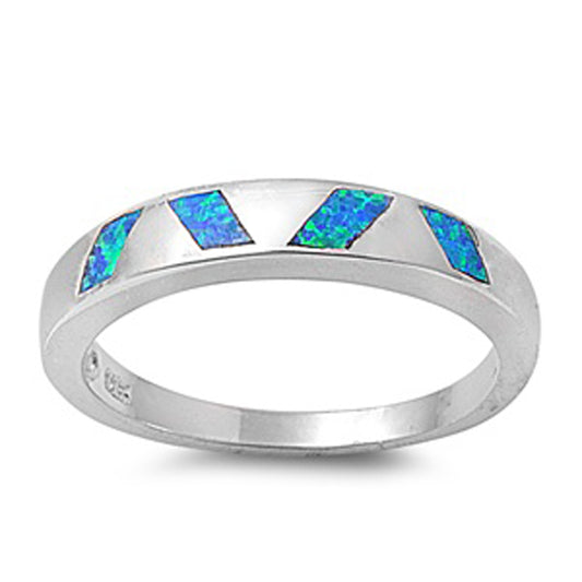 Blue Lab Opal Cute Polished Mosaic Ring New .925 Sterling Silver Band Sizes 5-10