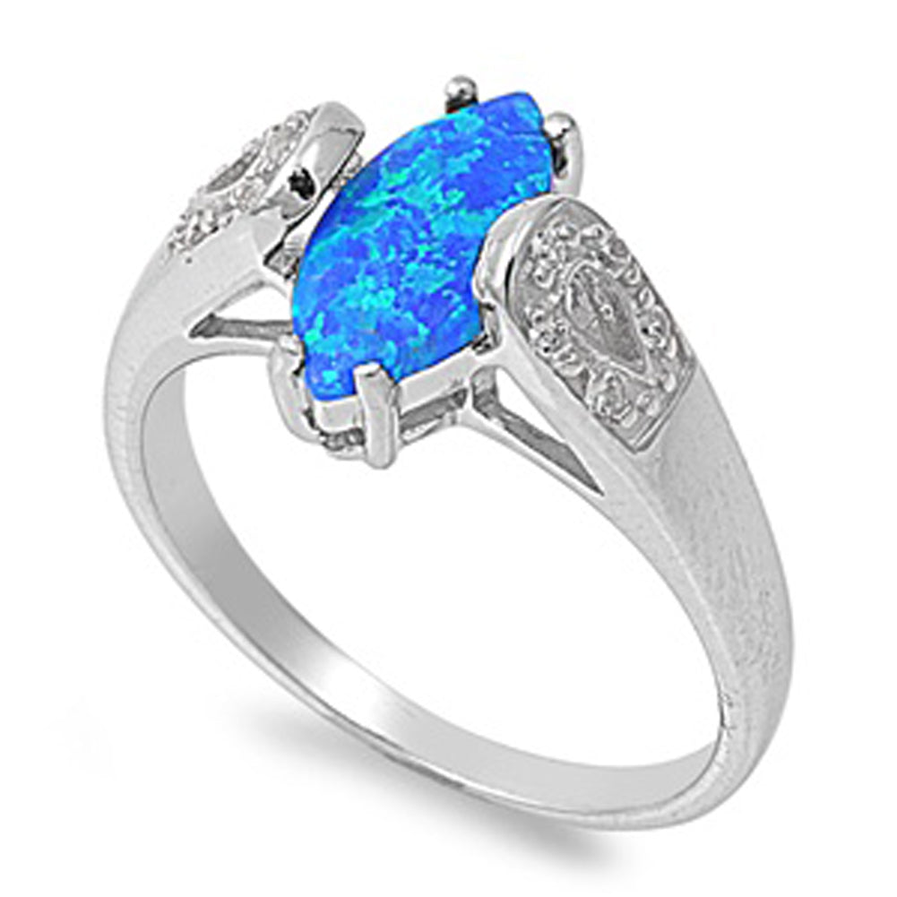 Blue Lab Opal Polished Marquise Cute Ring 925 Sterling Silver Band Sizes 5-10