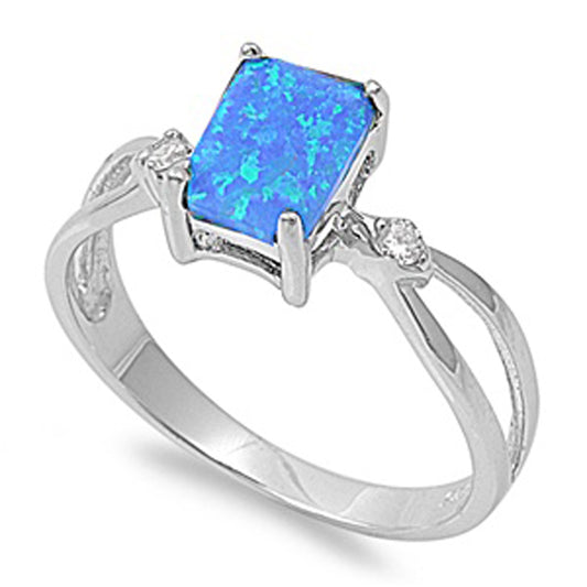 Blue Lab Opal Polished Cute Unique Ring New .925 Sterling Silver Band Sizes 4-11