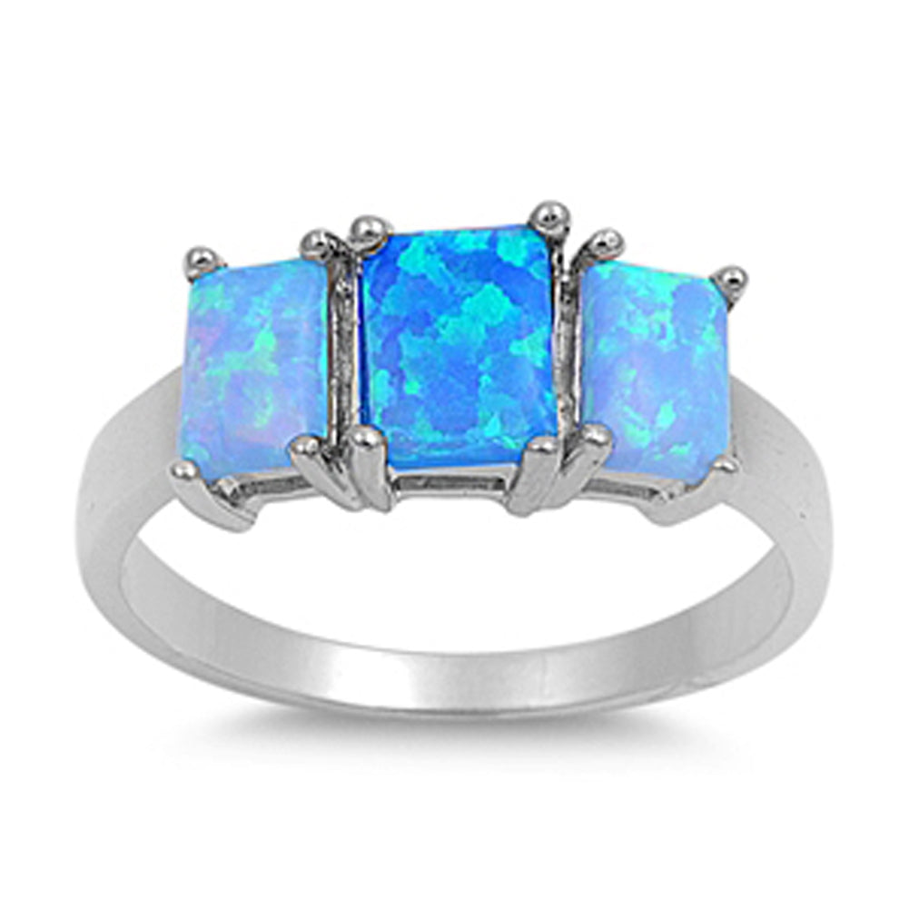 Blue Lab Opal Unique Elegant Polished Ring .925 Sterling Silver Band Sizes 5-10