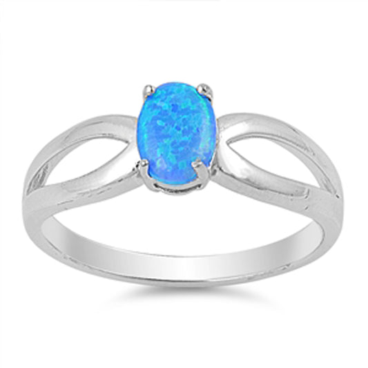 Blue Lab Opal Cutout Polished Solitaire Ring 925 Sterling Silver Band Sizes 5-10