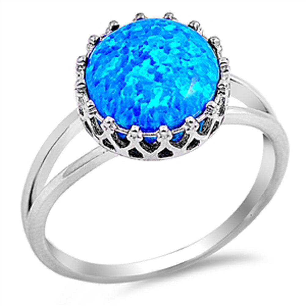 Deep Set Blue Lab Opal Wedding Ring New .925 Sterling Silver Band Sizes 4-10