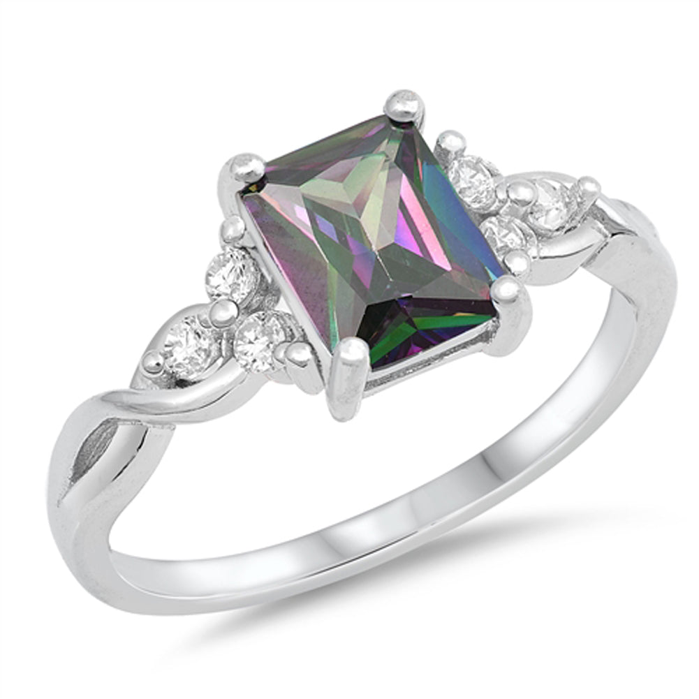 Rainbow Topaz CZ Infinity Promise Cute Ring .925 Sterling Silver Band Sizes 4-10