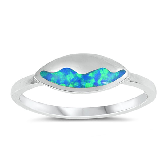 Blue Lab Opal Ocean Wave Water Nature Ring .925 Sterling Silver Band Sizes 4-10