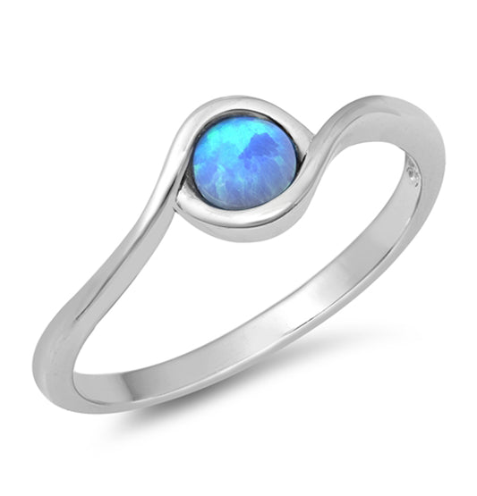 Blue Lab Opal Classic Swirl Circle Ring New .925 Sterling Silver Band Sizes 4-10