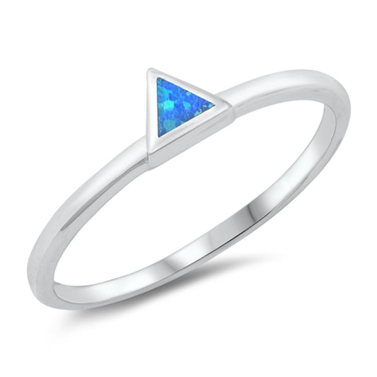 Blue Lab Opal Triangle Promise Ring New .925 Sterling Silver Band Sizes 5-10