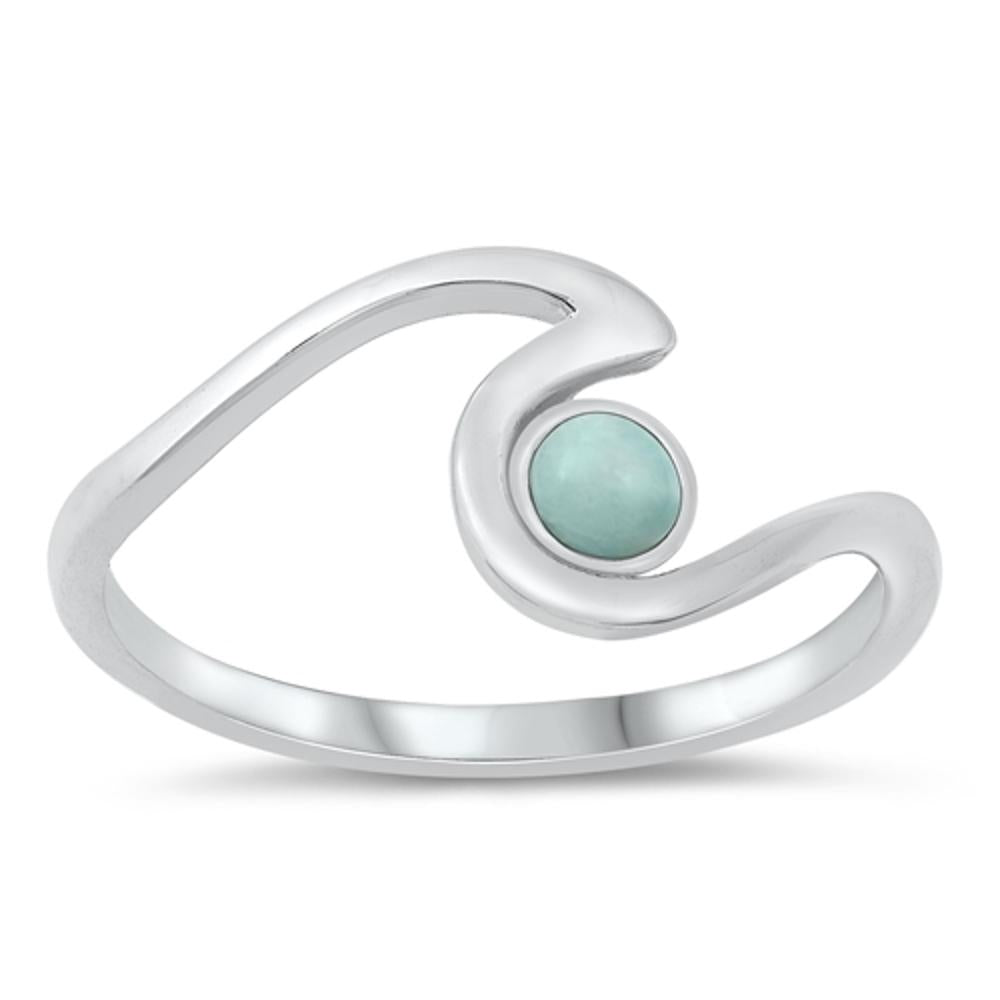 Sterling Silver Larimar Wave Ring