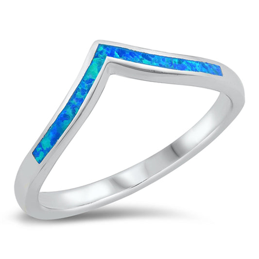 Blue Lab Opal Minimalist Chevron Ring New .925 Sterling Silver Band Sizes 5-10