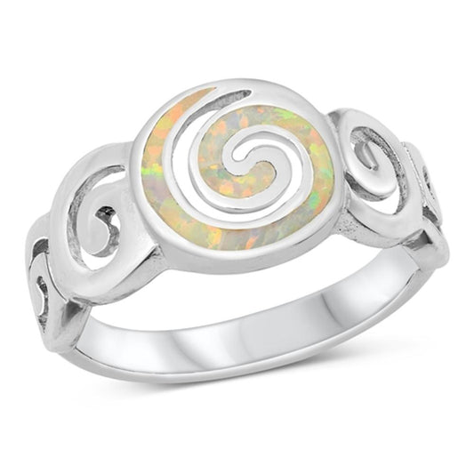 Mosaic Ocean Spiral Ring New .925 Sterling Silver Band Sizes 5-10