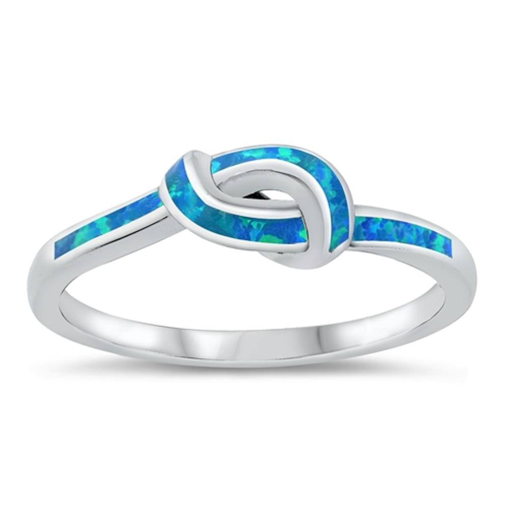 Blue Lab Opal Mosaic Love Knot Fashion Ring .925 Sterling Silver Band Sizes 4-10