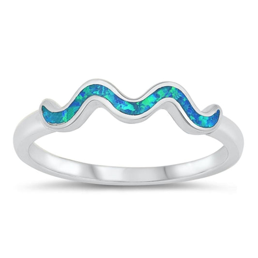 Blue Lab Opal Ocean Water Promise Ring New .925 Sterling Silver Band Sizes 4-10