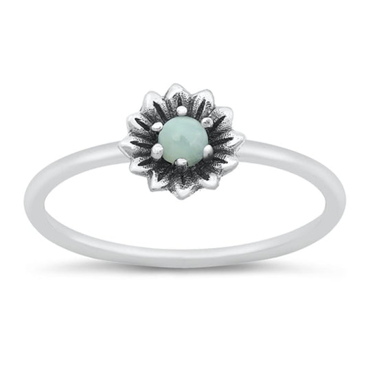 Larimar Fashion Flower Simple Love Ring New .925 Sterling Silver Band Sizes 5-10