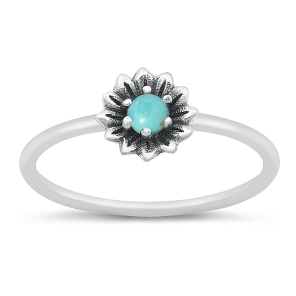 Sterling Silver Turquoise Flower Ring