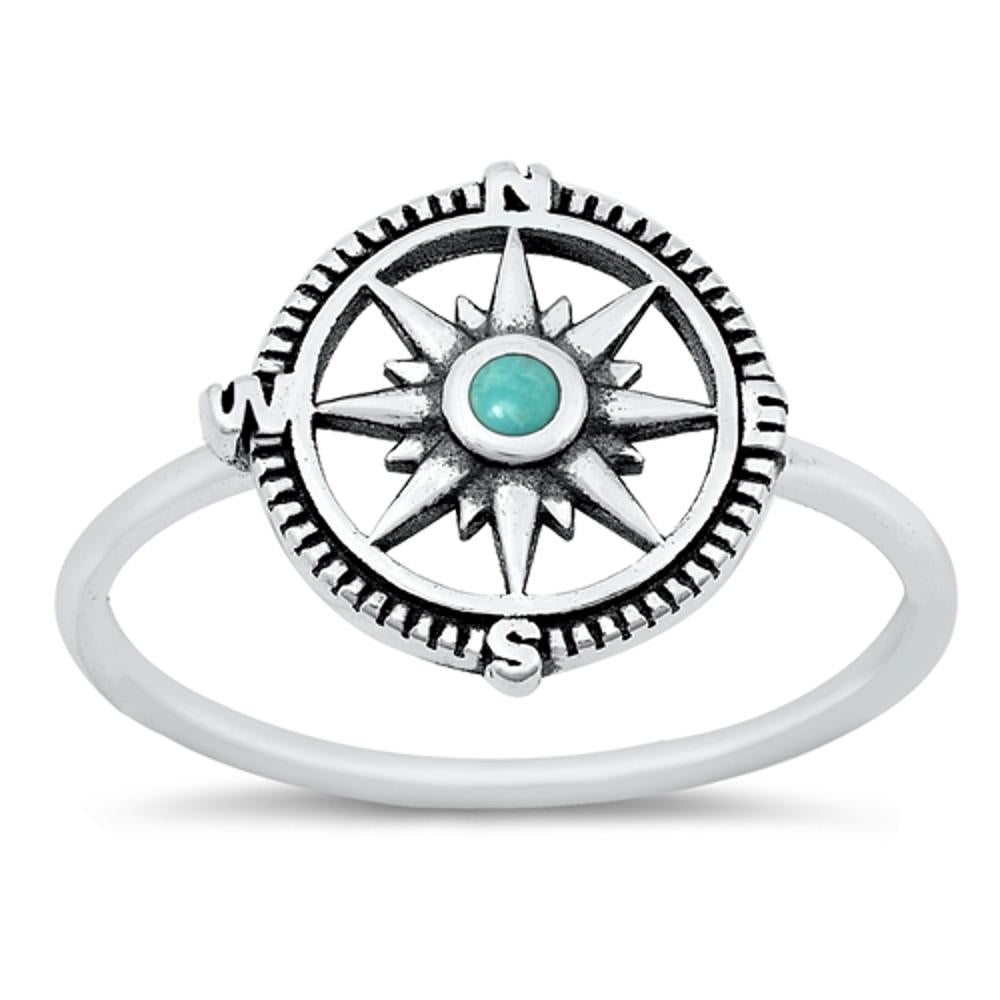 Sterling Silver Turquoise Compass Ring