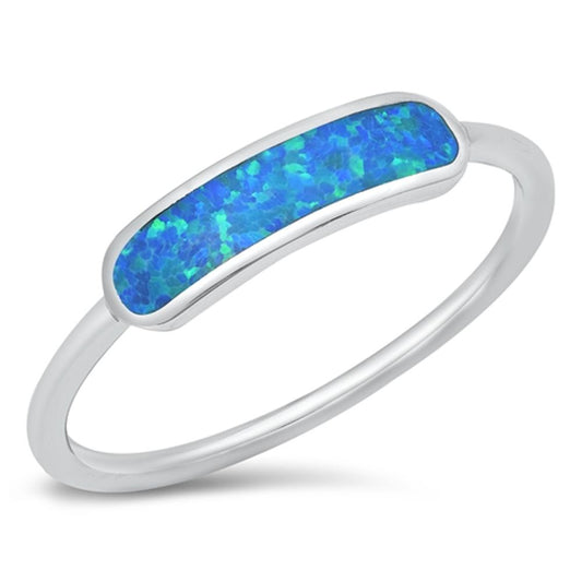 Blue Lab Opal Unique Bar Fashion Ring New .925 Sterling Silver Band Sizes 4-10