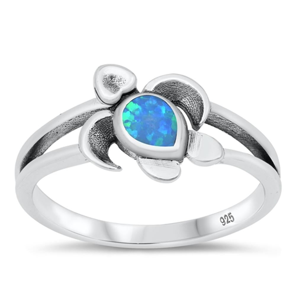 Blue Lab Opal Wholesale Sea Turtle Ring New .925 Sterling Silver Band Sizes 4-10