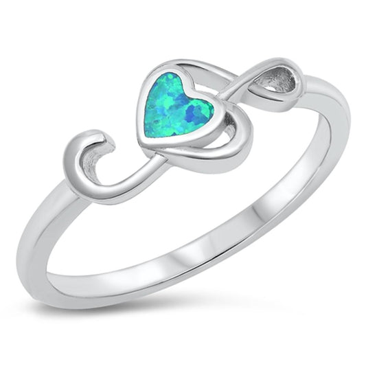 Treble Clef Heart Blue Lab Opal Ring Music .925 Sterling Silver Band Sizes 5-10