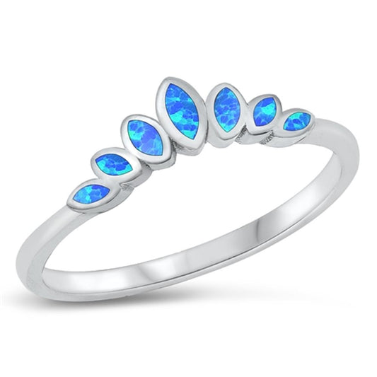 Marquise Blue Lab Opal Beautiful Ring New .925 Sterling Silver Band Sizes 4-10