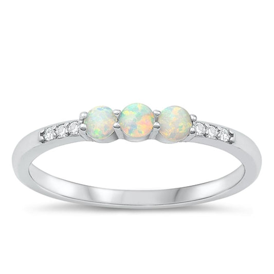 Sterling Silver White Lab Opal Ring