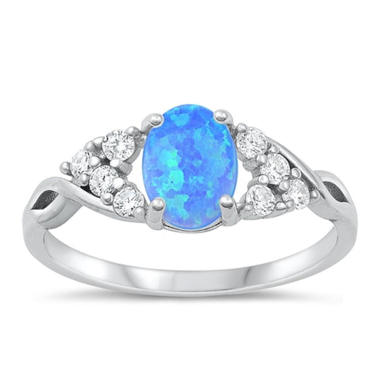 Sterling Silver Blue Lab Opal Ring