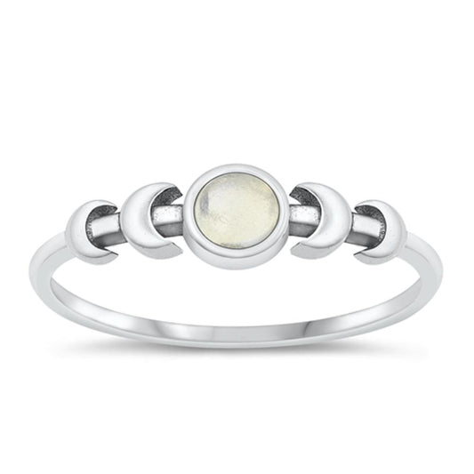 Sterling Silver Moonstone Moon Ring