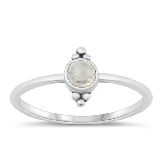 Sterling Silver White Lab Opal Bali Ring