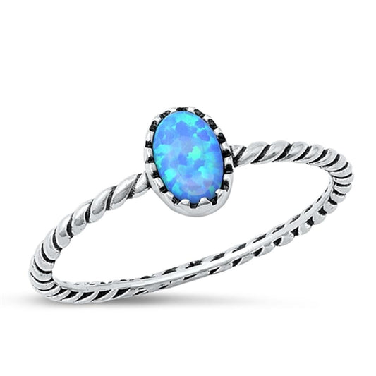 Sterling Silver Blue Lab Opal Ring