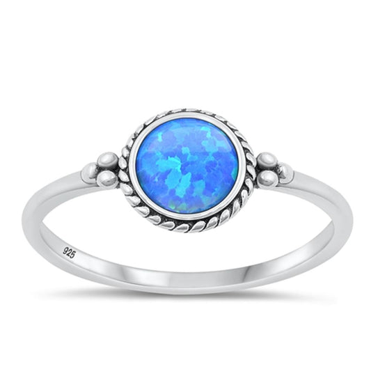 Sterling Silver Blue Lab Opal Ring