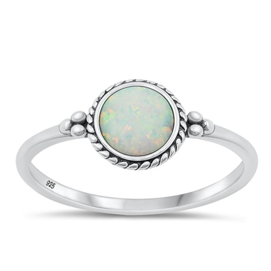 Sterling Silver White Lab Opal Ring