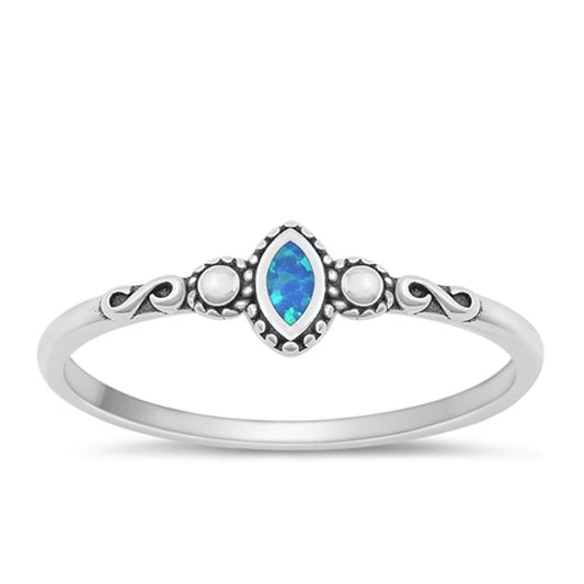 Sterling Silver Blue Lab Opal Infinity Ring