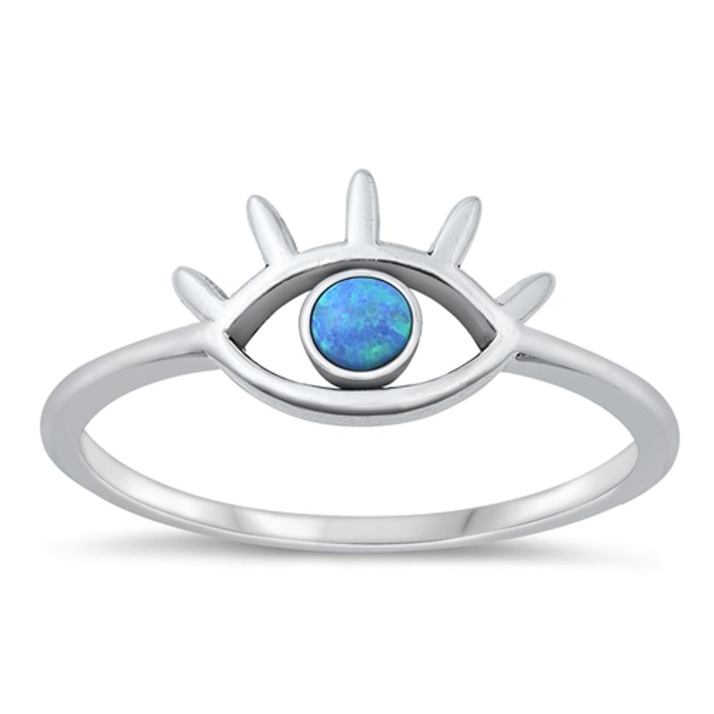 Sterling Silver Blue Lab Opal Eye Ring