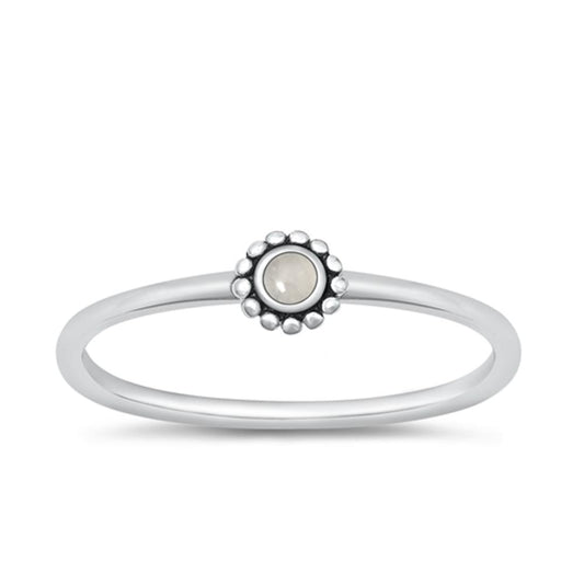 Sterling Silver Moonstone Bali Flower Ring